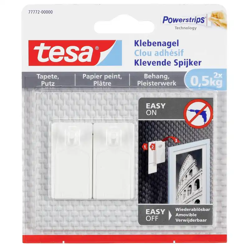 1x2 Tesa Klebenagel für Tapeten und Putz (0,5 kg) 77772 Zertifiziert