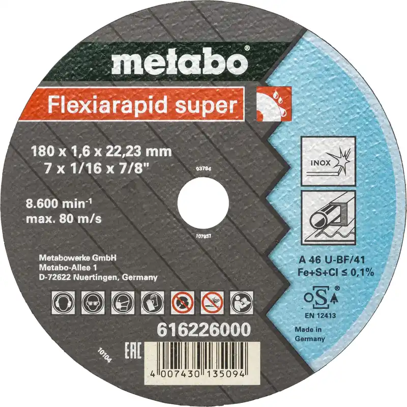 Meistverkauft Metabo Flexiarapid super 180x1,6 x22,23 Inox