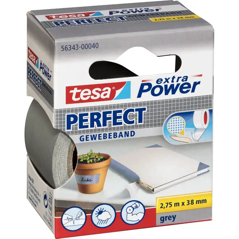 Tesa Gewebekleb. 2,75m x 38mm extra Power grau Perfekt 56343 Preiswert
