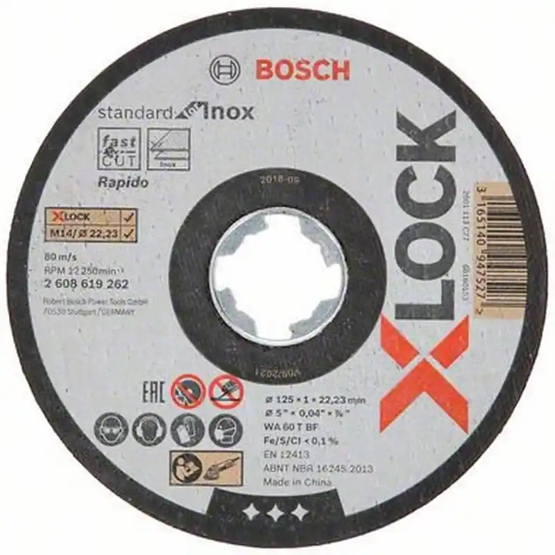 Abverkauf BOSCH Trennscheibe X-LOCK gerade Standard for Inox WA 60 T BF, 125x1mm,1er-Pack 2608619262