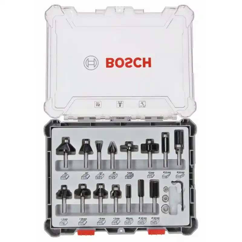 BOSCH 15-teiliges Fräser-Set, 6-mm-Schaft 2607017471 Nur Heute