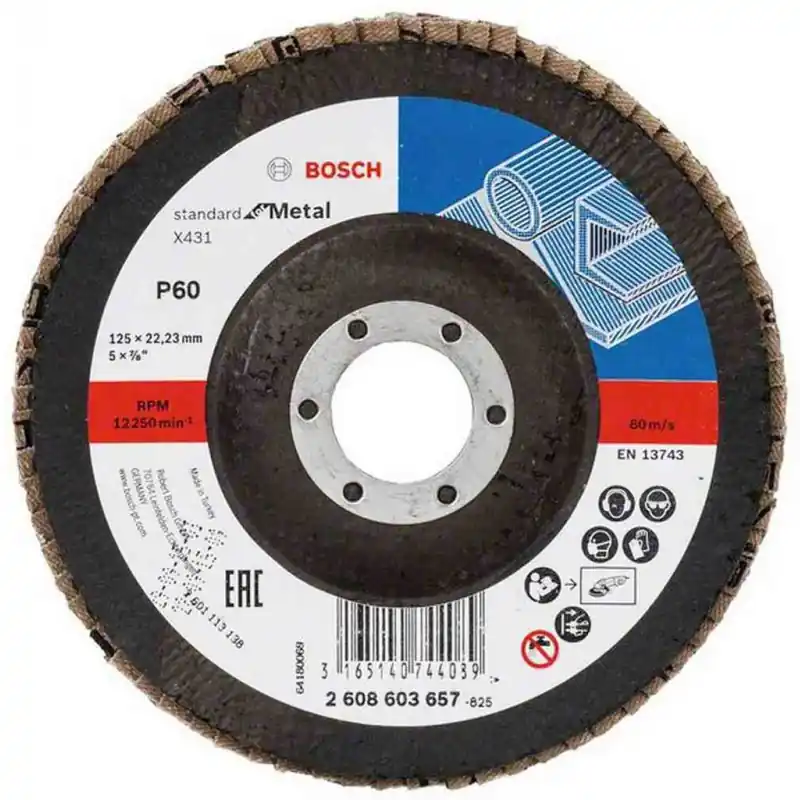 Neue Ware BOSCH Fächerschleifscheibe X431, Standard for Metal, 125 mm, 22,23 mm, 60 2608603657