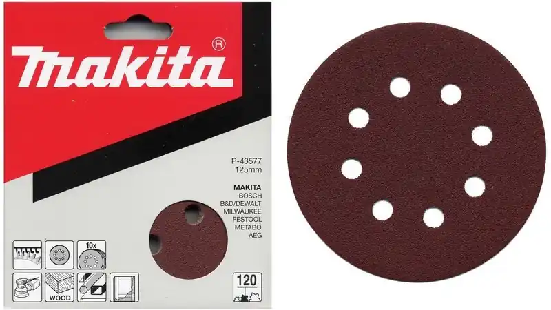 Bestpreis Makita P-43533 Exzenterschleifpapier mit Klett Körnung 40, 125mm 10St.