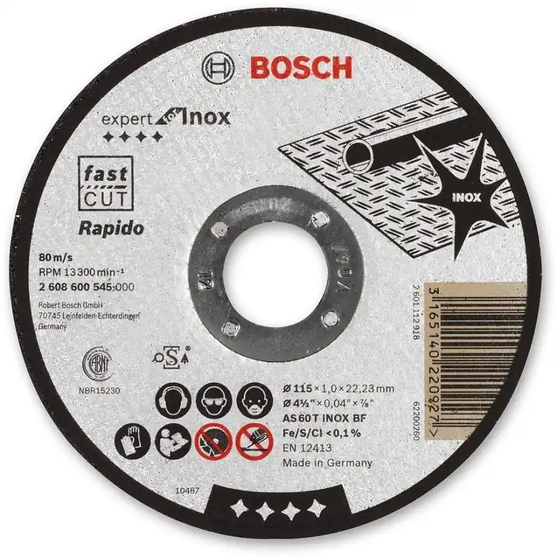 BOSCH Trennscheibe gerade Expert for Inox Rapido AS 60 T INOX BF, 115 mm, 1,0mm 2608600545 Letzte Chance