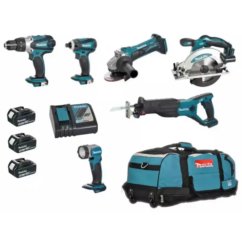 Makita DLX6011 Maschinen Set 18V Li-ion (DHP458Z+DSS610Z+DJR181Z+DTD146Z+DGA452Z+DML802Z) Begrenztes Angebot