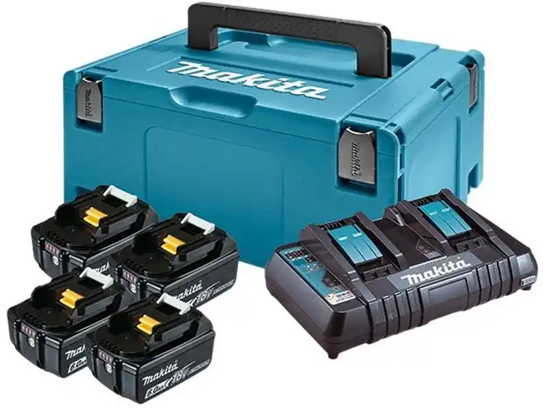 Top-Angebot Makita 198091-4, Set Li-ion LXT 18V 4xBL1860B + DC18RD Ladegerät + Makpac Gr.3