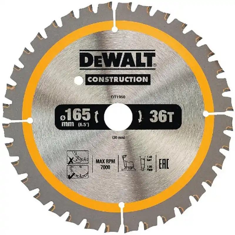 DeWALT DT1950-QZ Kreissaegeblatt für Akku-Handkreissägen, 165x20 mm, 36WZ Knallerangebot