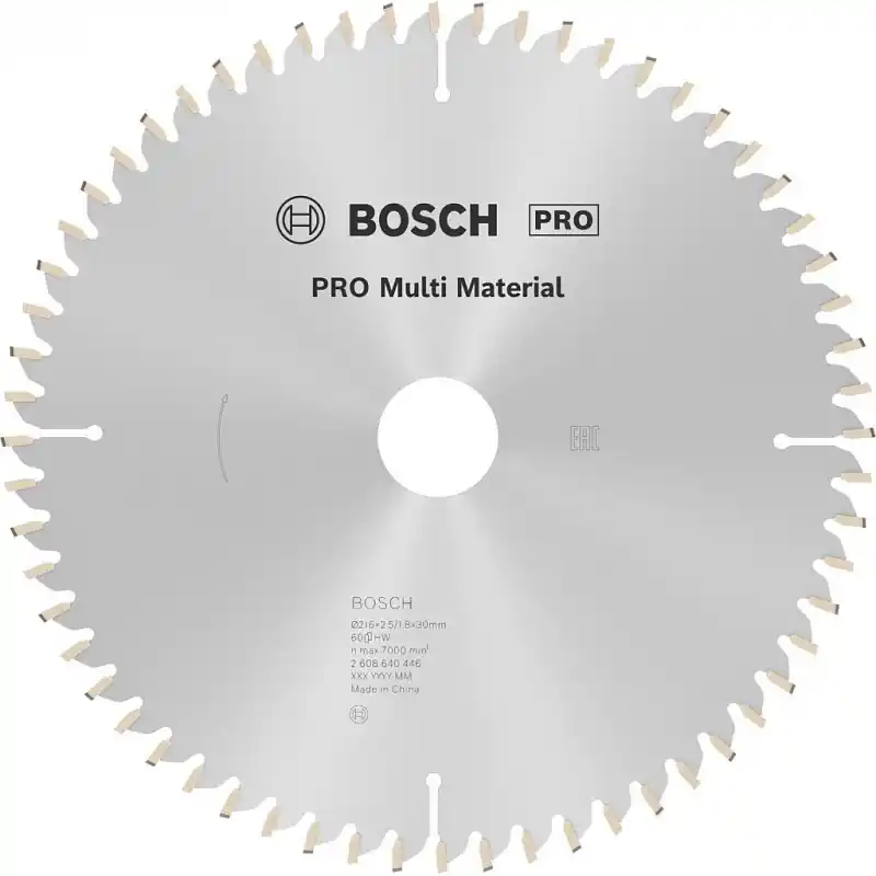 BOSCH PRO Multi Material Kreissägeblatt, 216 × 2,5 × 30 mm, T60 2608640446 Zertifiziert