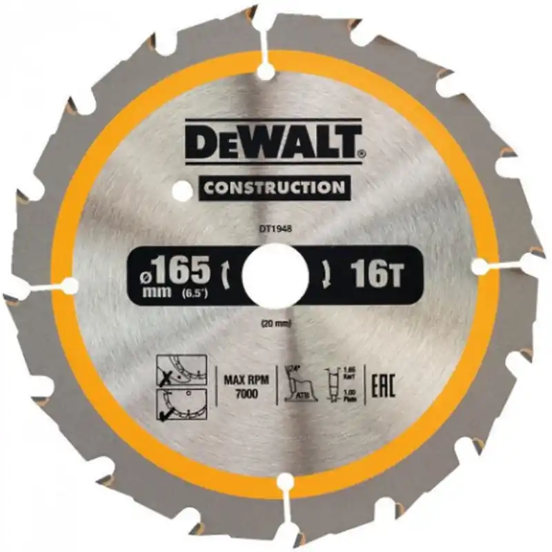 Versand Am Gleichen Tag DeWALT DT1948-QZ Kreissaegeblatt für Akku-Handkreissägen, 165 x 20 mm, 16WZ