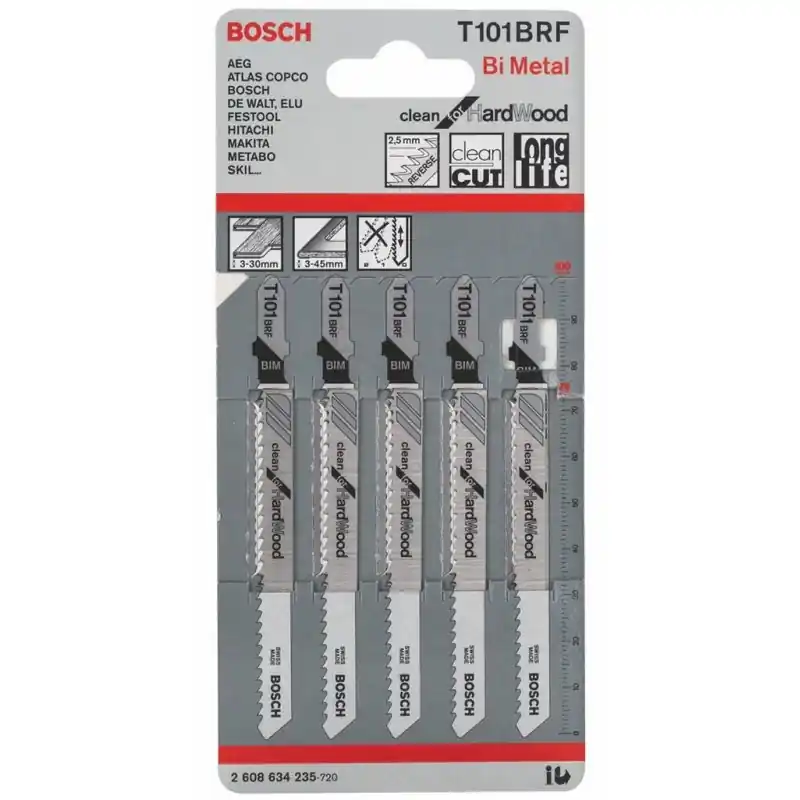 Billig Bosch Accessories Stichsägeblatt T 101 BRF, Clean for Hard Wood, 5er-Pack 2608634235