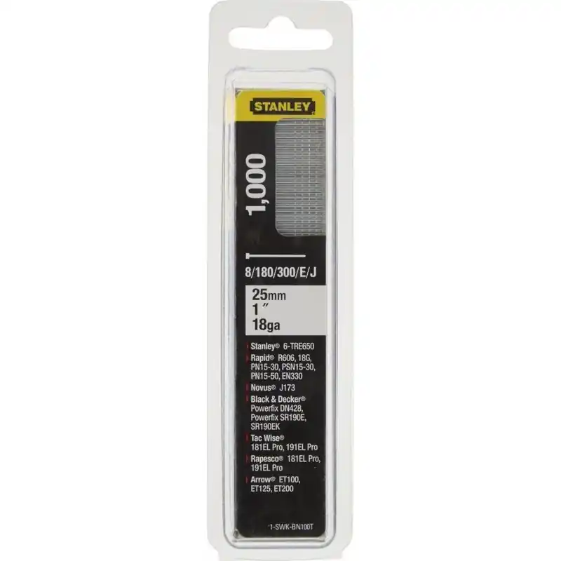 Stanley 1-SWKBN100T 25mm/1"/18 Tackernägel Typ 8/300/E/J, 1000 Stück Neue Kollektion