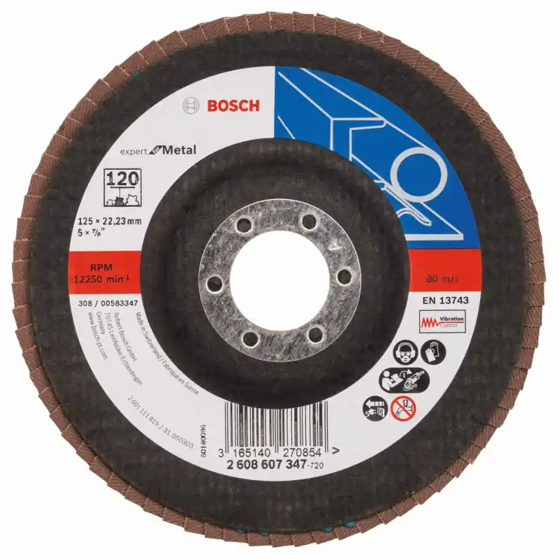 Top-Seller BOSCH Expert for Metal Fächerschleifscheibe X551, 125x22,23mm, 120, gewinkelt 2608607347