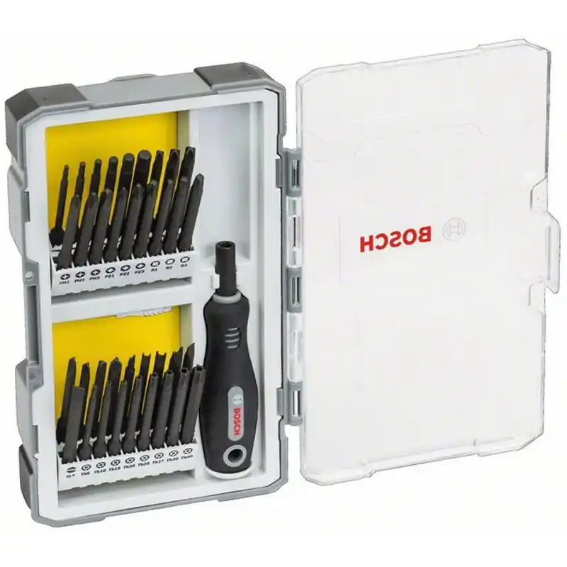 Neue Kollektion BOSCH 37 teiliges Set mit Schrauberbits und Griff 75mm 2607017320
