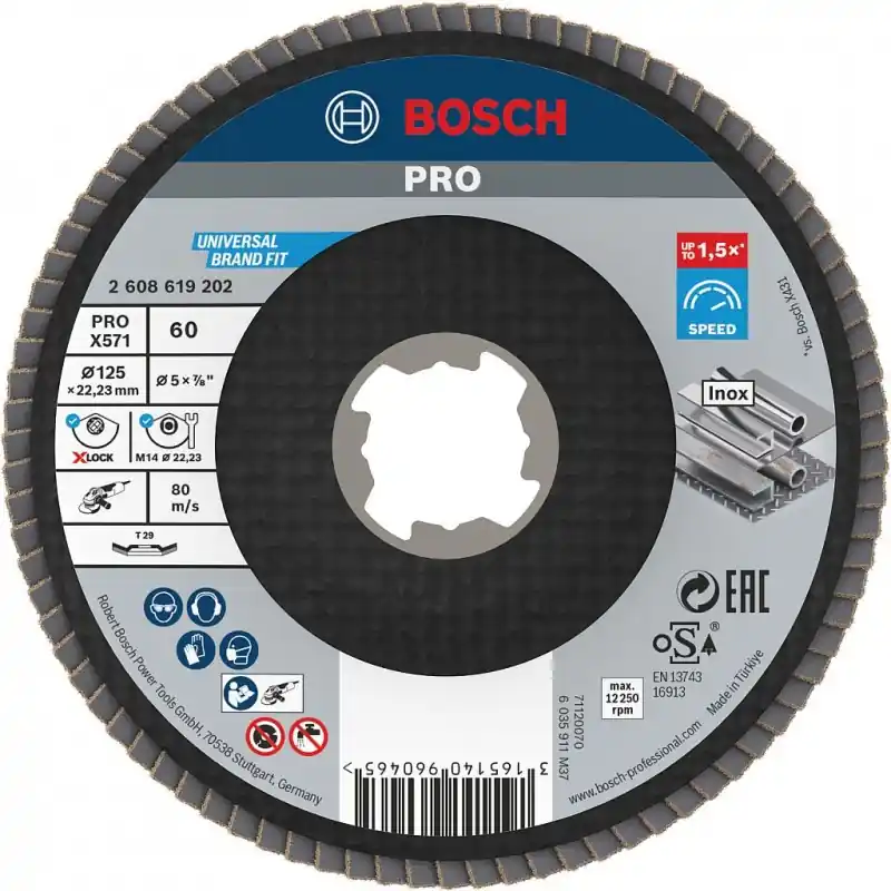 Jetzt Bestellen BOSCH PRO X571 Fächerschleifscheibe X-Lock, abgewinkelt, 125 mm, K40 2608619202