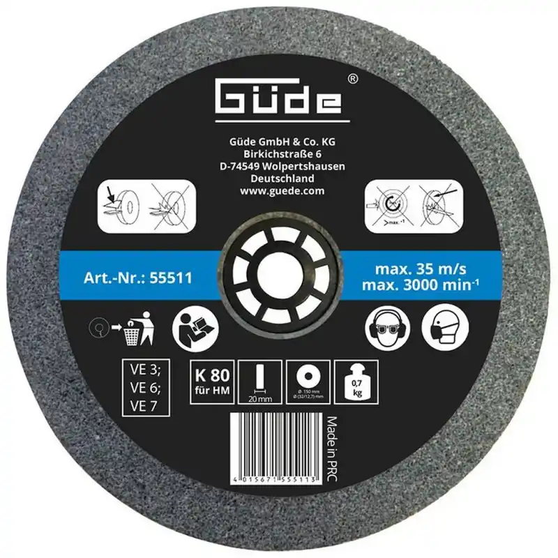 GÜDE Trockenschleifscheibe - 80er Körnung für HM, 55511 Angebot