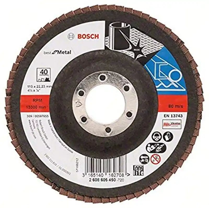 Solange Der Vorrat Reicht BOSCH Fächerschleifscheibe X571, Best for Metal,gewinkelt,115mm,40, Glasgewebe 2608605450
