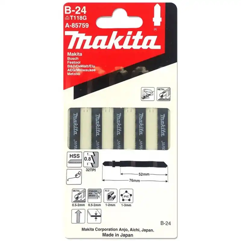 Makita A-85759 Stichsägeblatt 52mm, B-24 5St. Echt