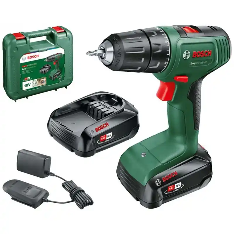 BOSCH EasyDrill 18V-40 (2x 2 Ah) + AL18V-20 Akku-Zweigang-Bohrschrauber 06039D8005 Wochenendangebot