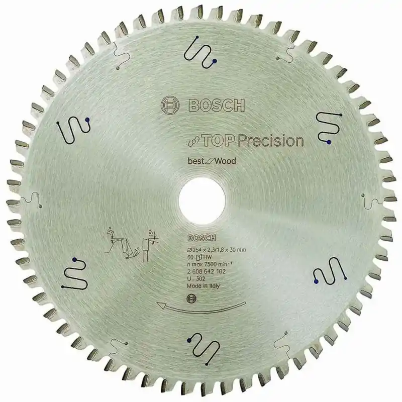 Zertifiziert Bosch Kreissägeblatt Top Precision Best for Wood, 254 x 30 x 2,3 mm, 60