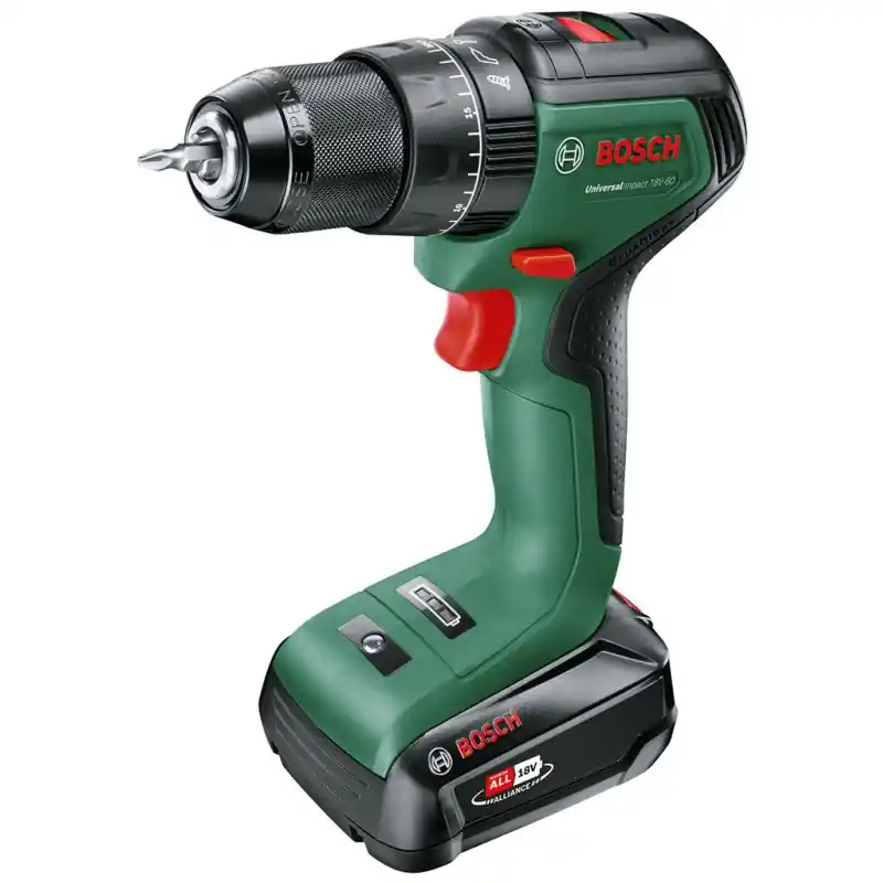 Markenware BOSCH UniversalImpact 18V-60(1x2,0Ah)+AL18V Akku-Zweigang-Schlagbohrschrauber 06039D7101