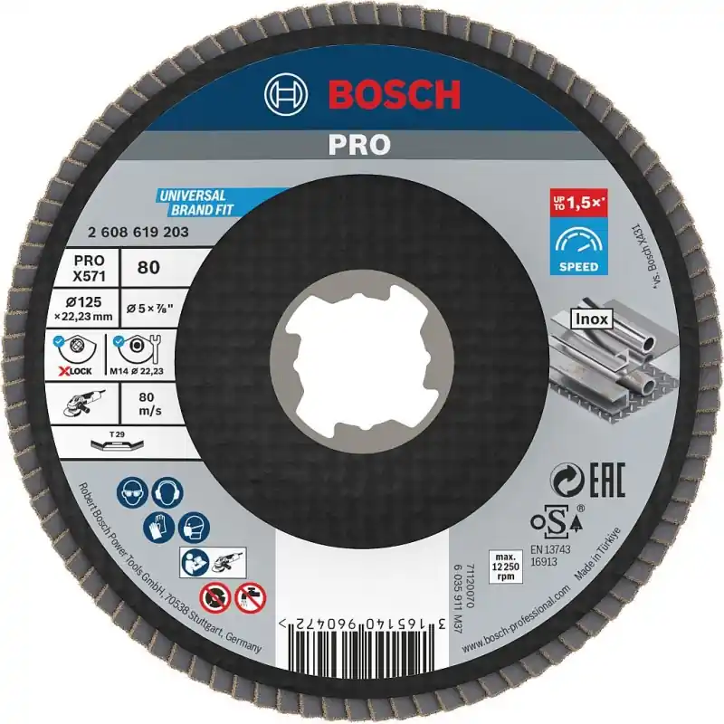 Garantierte Lieferung BOSCH PRO X571 Fächerschleifscheibe X-Lock, abgewinkelt, 125 mm, K40 2608619203