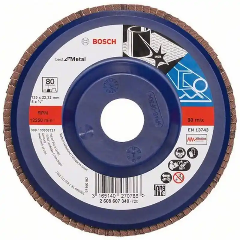 Billig BOSCH Best for Metal Fächerschleifscheibe X571, 125x22,23mm, 120, gerade 2608607341