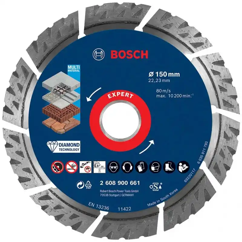 Aktuell BOSCH EXPERT MultiMaterial Diamanttrennscheiben, 150 x 22,23 x 2,4 x 12 mm 2608900661