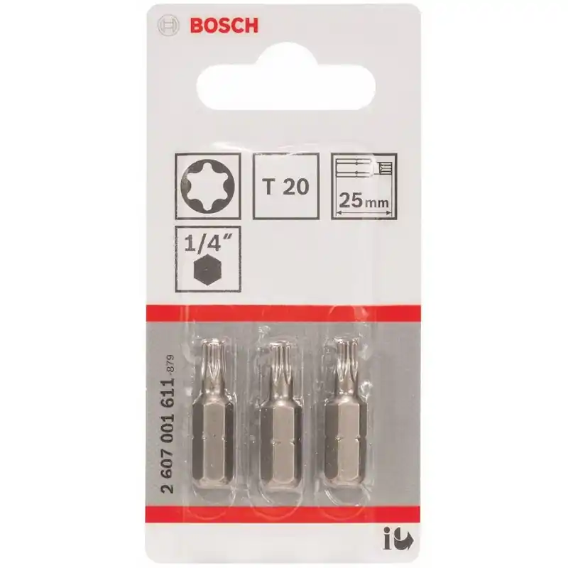 Bestpreis BOSCH Schrauberbit Extra-Hart, T20, 25 mm, 3er-Pack 2607001611
