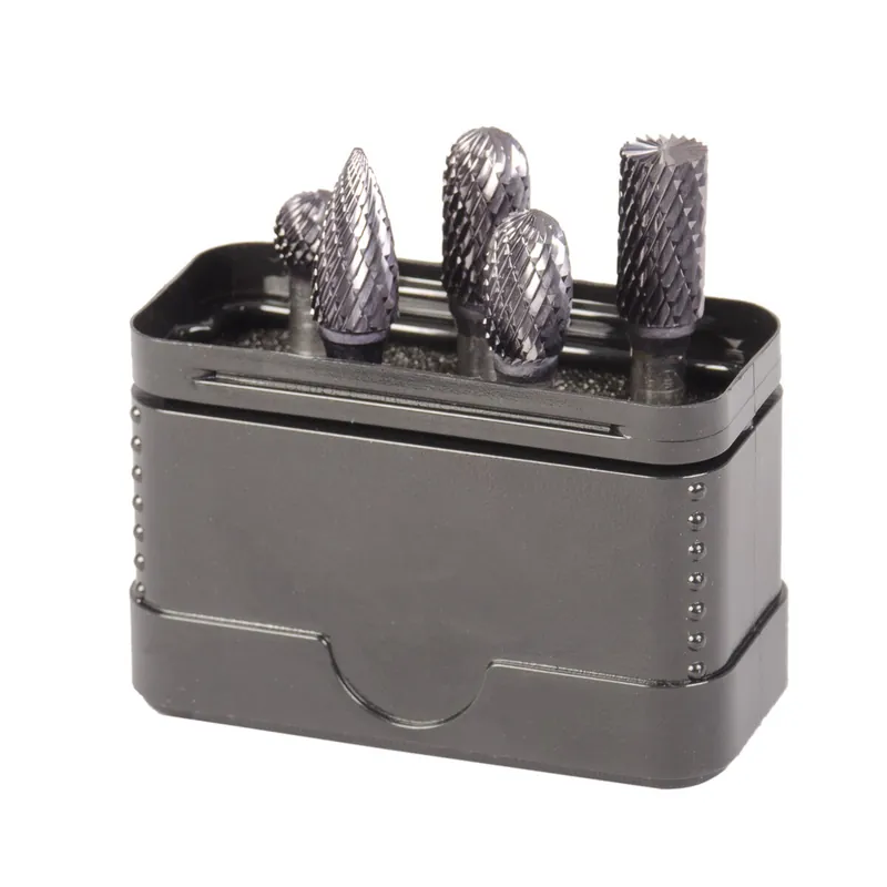 Bestpreis PROJAHN Hartmetall-Frässtifte Set 5-tlg. Form B/C/D/E/G/L mit Kreuzverzahnung TiALN-Beschichtung