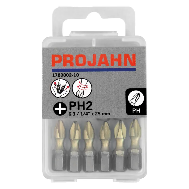 Neuheit PROJAHN Star 1/4" Bit PH2 L25 mm Phillips Nr. 2 10er-Pack