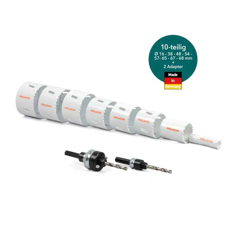 Bestpreis PROJAHN HSS-Co 8% Bi-Metall Lochsägen Set 10-tlg. Ø 16 - 68 mm mit Adapter