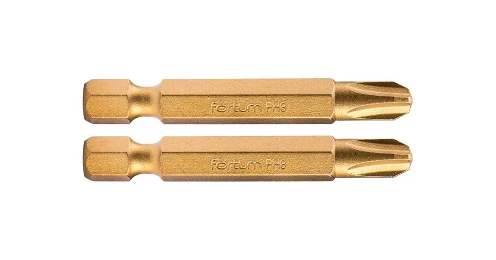 Preisknaller FORTUM Kreuzschlitz-Bit, 2er-Set, PH 3 x 50 mm, Titan-Finish, S2 4741283