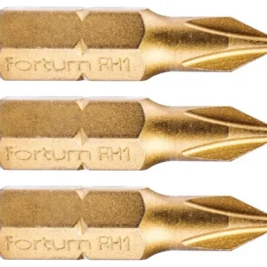 Preis Gesenkt FORTUM Kreuzschlitz-Bit, 3er-Set, PH 1 x 25 mm, Titan-Finish, S2 4741271