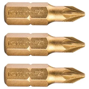 Billig FORTUM Pozidriv-Kreuzbit, 3er-Set, PZ 1 x 25 mm, Titan-Finish, S2 4741371
