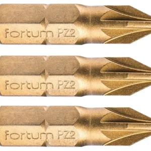 FORTUM Pozidriv-Kreuzbit, 3er-Set, PZ 2 x 25 mm, Titan-Finish, S2 4741372 Super-Preis
