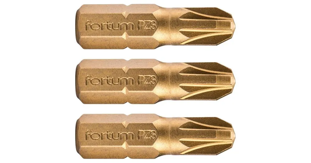 Must-Have FORTUM Pozidriv-Kreuzbit, 3er-Set, PZ 3 x 25 mm, Titan-Finish, S2 4741373