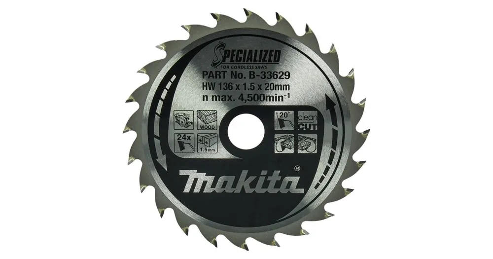 MAKITA Holzsägeblatt SPEZIALISIERT 136 x 1,5 x 20 mm, 24 Zähne für Akku-Sägen B-33629 Nur Heute