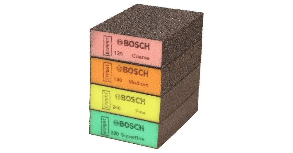 Zertifiziert BOSCH EXPERT S471 Schleifschwamm Standard, 26 x 69 x 97 mm, 5 x Grob, 5 x Mittel, 5 x Fein, 5 x Superfein, 20 Stück 2608902490