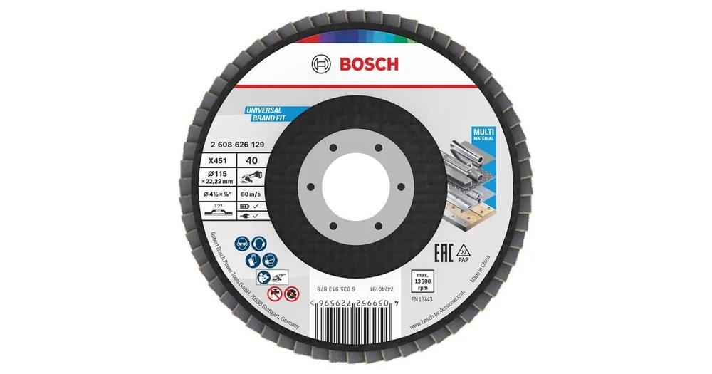 BOSCH Fächerscheibe X451, 115 × 22,23 mm, G40, T27, 60 Stück 2608626129 Must-Have
