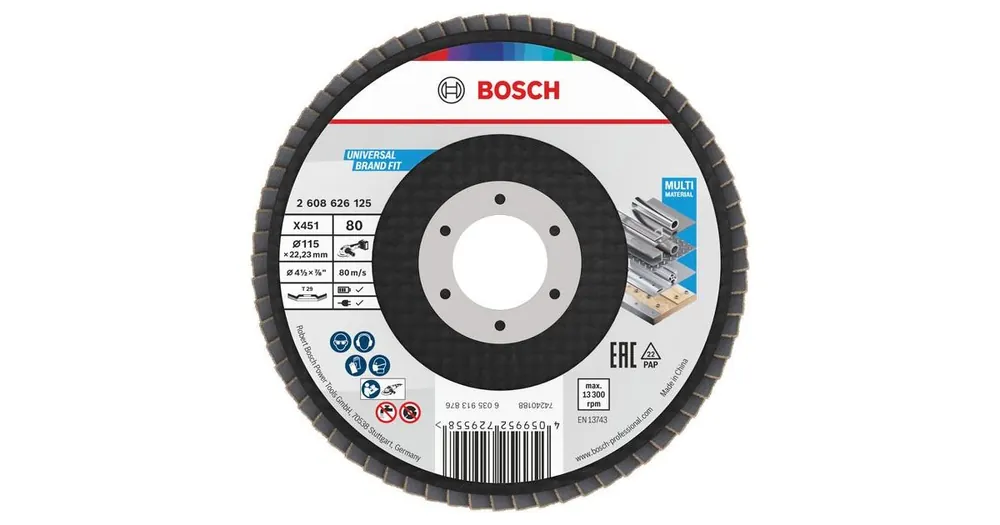 BOSCH Fächerscheibe X451, 115 × 22,23 mm, G80, T29, 60 Stück 2608626125 Wochenendangebot