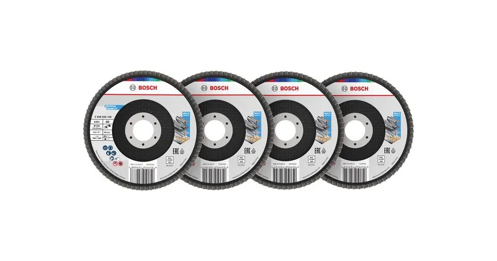 Nur Heute BOSCH Fächerscheibensatz X451, 125 × 22,23 mm, G40; 60; 80; 120, T29, 60 Stück 2608626160