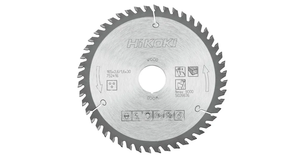 Schneller Versand HIKOKI TCT Sägeblatt für Holz 165x30/20xZ48, Wechselzahnung 752418