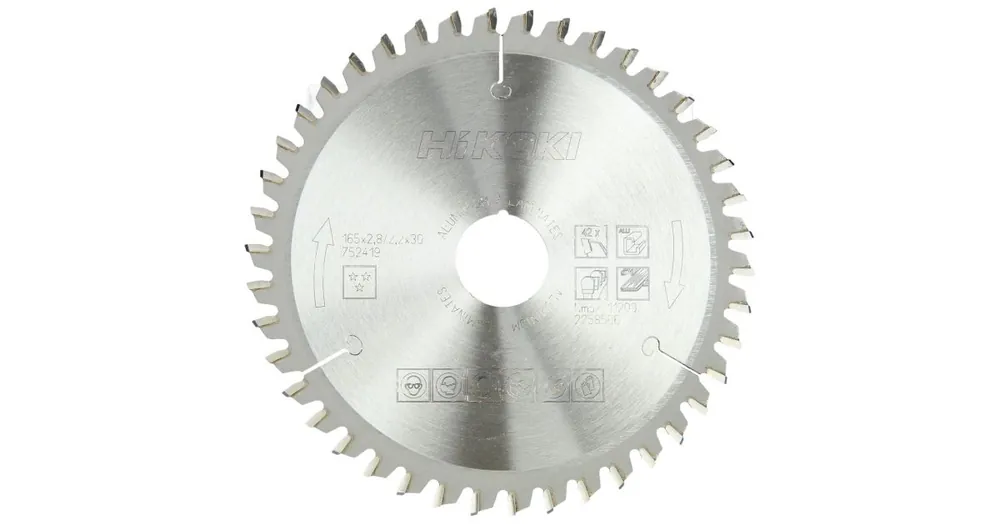 Neue Ware HIKOKI Hartmetall-Sägeblatt für Laminat und Aluminium 165x30/20 z42, Trapez-/Flachzahnung 752419