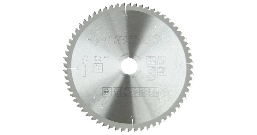 Letzte Chance HIKOKI Hartmetall-Sägeblatt für Laminat und Aluminium 216x30 Z60, Trapez-/Flachzahnung 752449