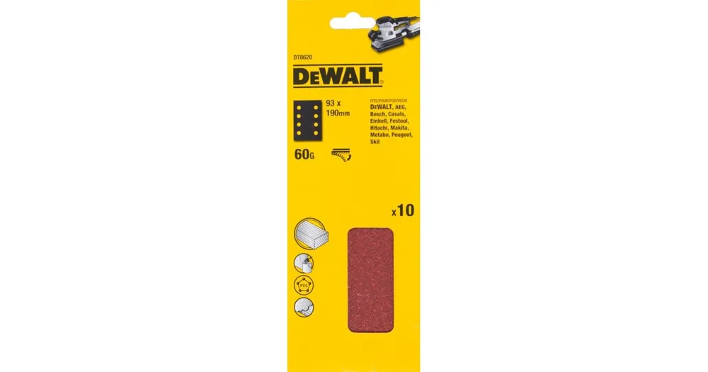 DeWALT Schleifpapier 230 x 93 mm, P180, Klettverschluss (10 Stück) DT8623 Sonderaktion