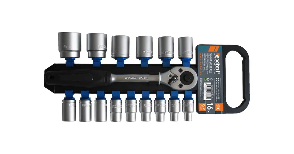 Nur Für Kurze Zeit EXTOL PREMIUM Steckschlüsselsatz, 16-teilig, 1/2", Ratsche 45 Zähne 6529