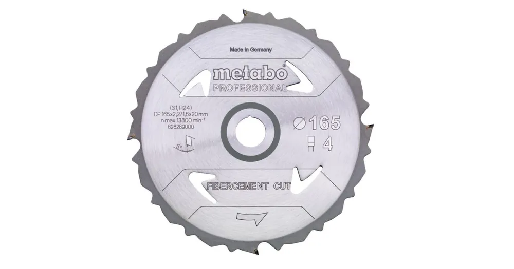 Preis Gesenkt METABO Sägeblatt 165 x 20 mm, 4 Zähne, 5° FibercementCutProf 628289000