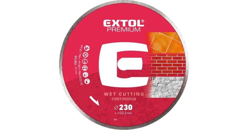 Bestseller EXTOL PREMIUM Diamanttrennscheibe, Vollumfang - Nassschneiden, O 230x22,2x2,8mm 108735