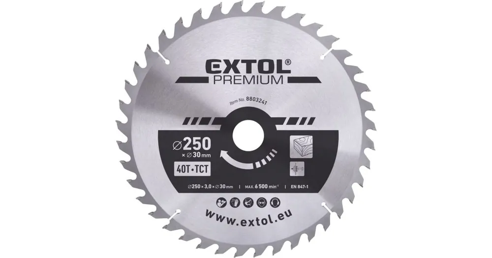 EXTOL PREMIUM Sägeblatt mit SK-Klingen, O 250x3,0x30mm, 40T 8803241 Zertifiziert