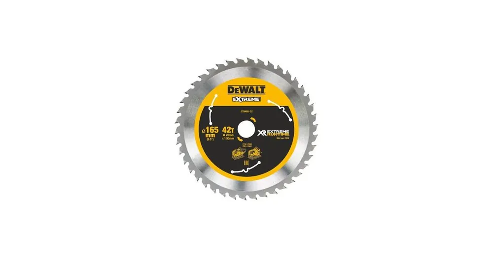 DeWALT Sägeblatt (ideal für FLEXVOLT Sägen) 165 x 20 mm, 42 Zähne DT99561 Heißes Angebot
